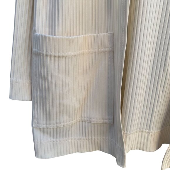 Staples Vintage Womens Ribbed Polyester Blend Long Sleeve Open Front Cream Cardi - Picture 5 of 9